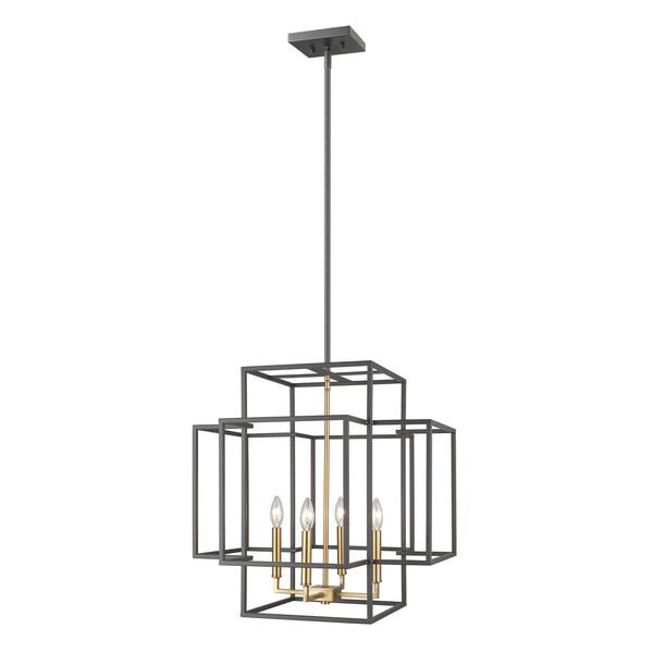 Z-Lite Titania 4 Light Pendant, Bronze + Olde Brass 454-22BRZ-OBR - main